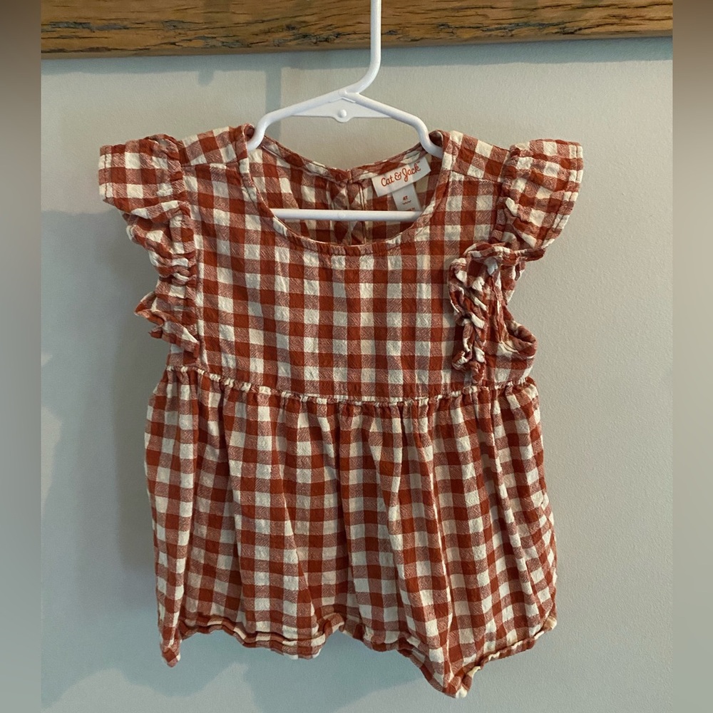 Cat & Jack Red and White Checkered Top